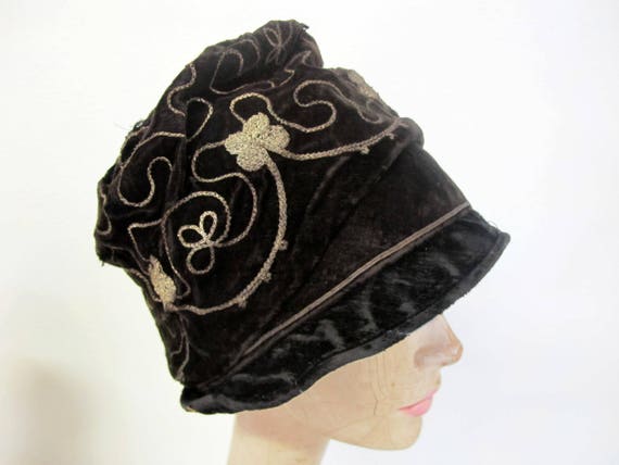 Flapper Hat Velvet Cloche 1920 Velvet Hat Turban H
