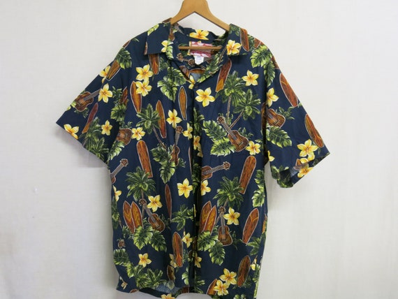 Retro Hawaiian Cotton Shirt Surfer Aloha Shirt 3X… - image 2