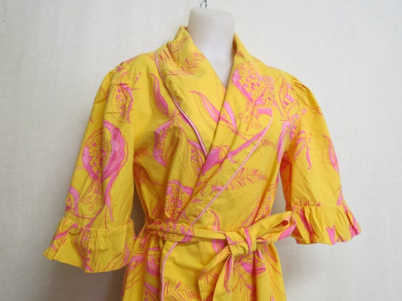 Resort Cotton Short Kimono  Robe M/L French Flora… - image 2