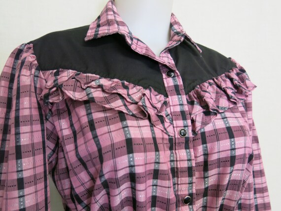 Cowgirl Western Blouse H Bar C Shirt Plaid Shirt … - image 5