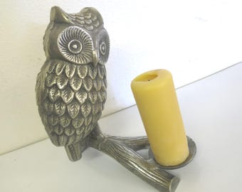 Mid Century Modern Owl Candle Holder - 10" Halloween Decor