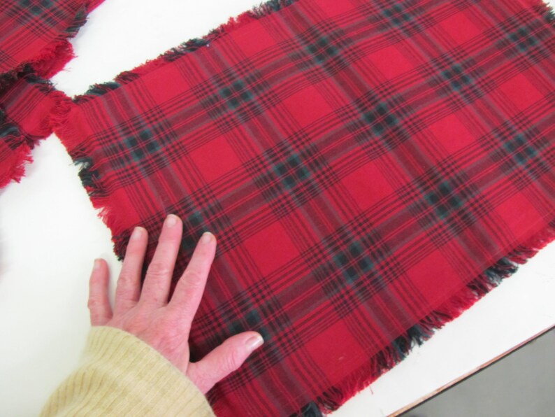 Red Plaid Placemats Woven Cotton Fringe Placemats Placemats Etsy