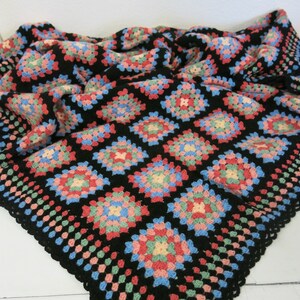 Couverture grand-mère afghane au crochet, carrée bohème hippie afghane