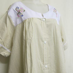 Seersucker Housecoat House Dress Snaps Seersucker Summer Robe 3X Plus NWOT