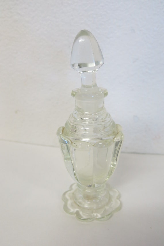 Perfume Bottle Mid Century Pressed Glass with Glas