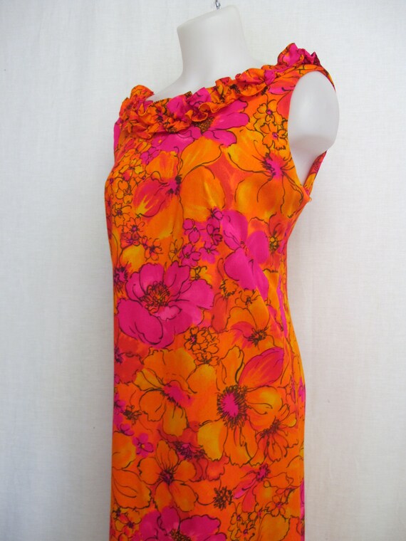 Hawaiian Maxi Dress Mod Dress 1970 Psychedelic Fl