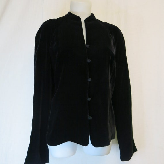 Goth Black Velvet Jacket Blazer Velvet Cropped Ve… - image 6