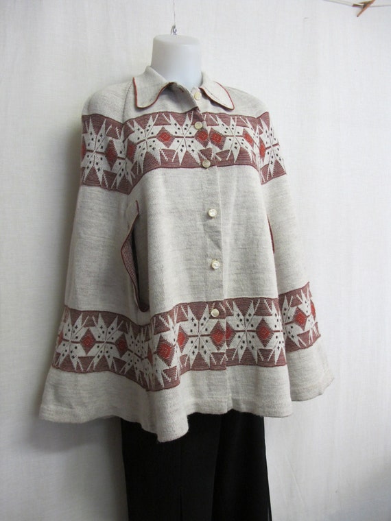 Mod Knit Poncho 1960's Poncho Knit Cape Cuddle Kni