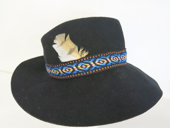 Black Cowboy Hat Slouchy Black Wool Cowboy Hat Ha… - image 5