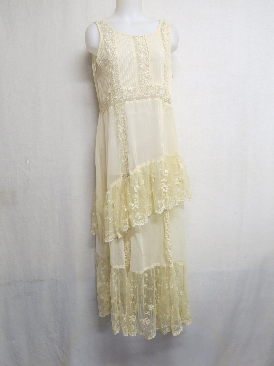 Old Fashioned White Lace Dress Wedding Dress Chiffon Hippie Boho Dress ...