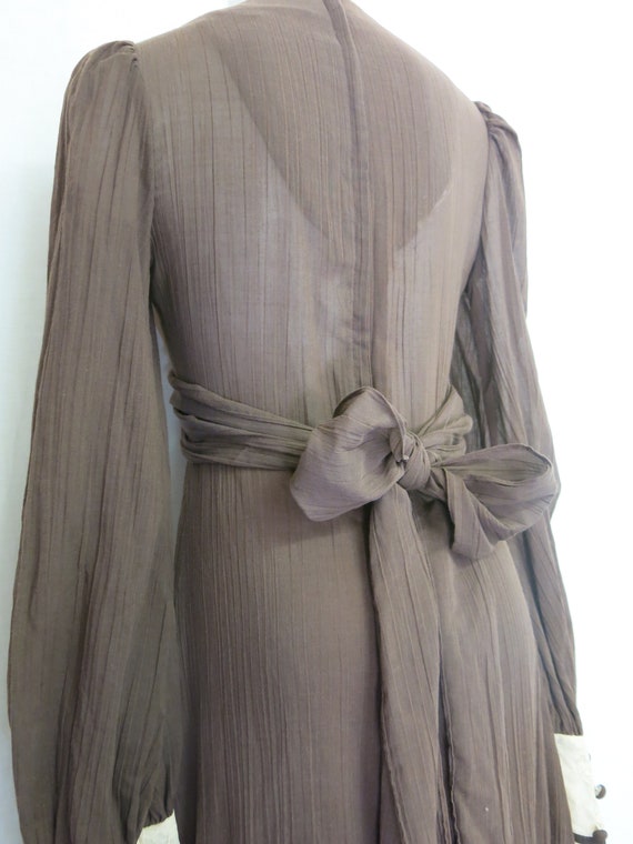 Prairie Style Victorian Dress 1970's Cotton Voile - image 9
