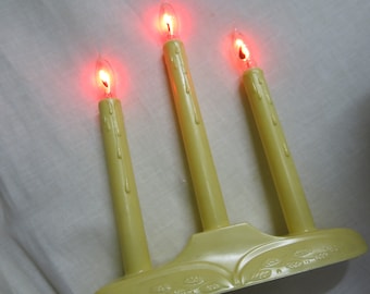 Vintage Christmas Candle Lights 1960s Set of 3 Candles Flickering