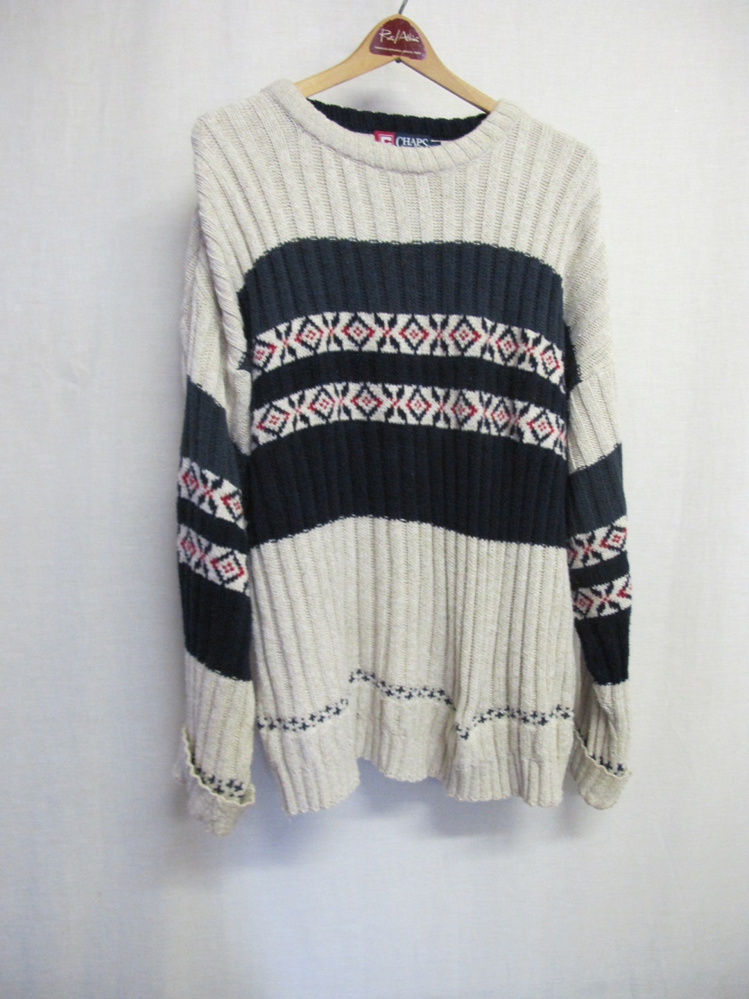 CHAPS Bulky Cotton Ralph Lauren Sweater Fair Isle Intarsia - Etsy