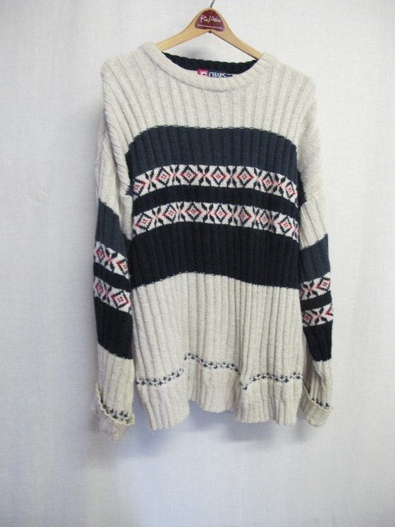 CHAPS Bulky Cotton Ralph Lauren Sweater Fair Isle 