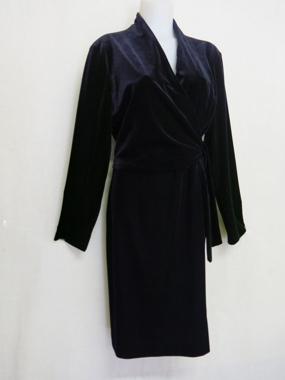 Goth Black Velvet Dress Plush Stretch Velvet Wrap