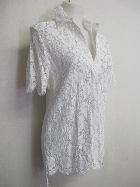 Balenciaga White Lace Tunic Blouse Designer Lace … - image 1