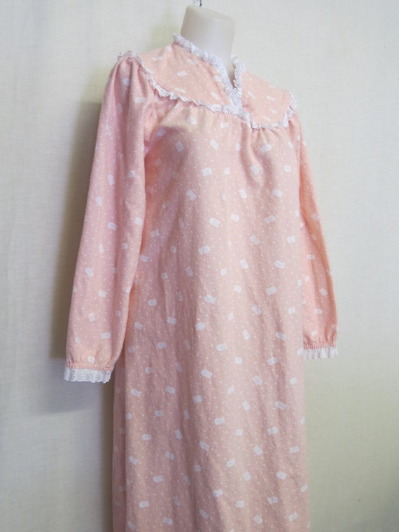 Vintage LANZ Flannel Nightgown Full Length Cotton