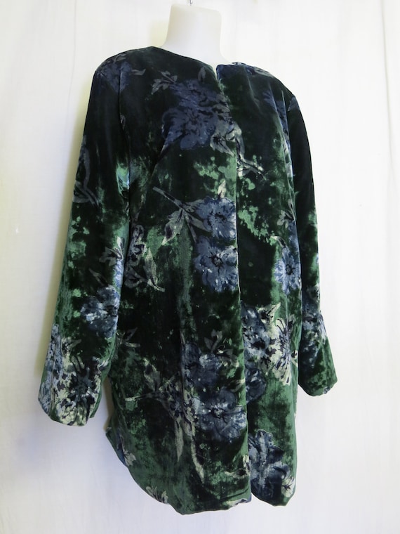 Velvet Jacket Tunic Jacket Floral Velvet Boho Jac… - image 2