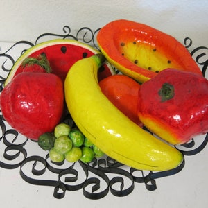 Paper Mache Tropical Fruit: Tiki Party Mexican Decor, 7 pcs