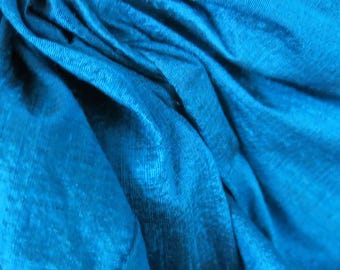 Tecido de seda tailandesa azul pavão vintage: seda Dupioni dos anos 1960, 5 jardas
