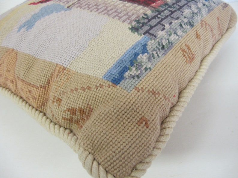 Mid Century Needlepoint Lighthouse Pillow Beach Needlepoint Etsy