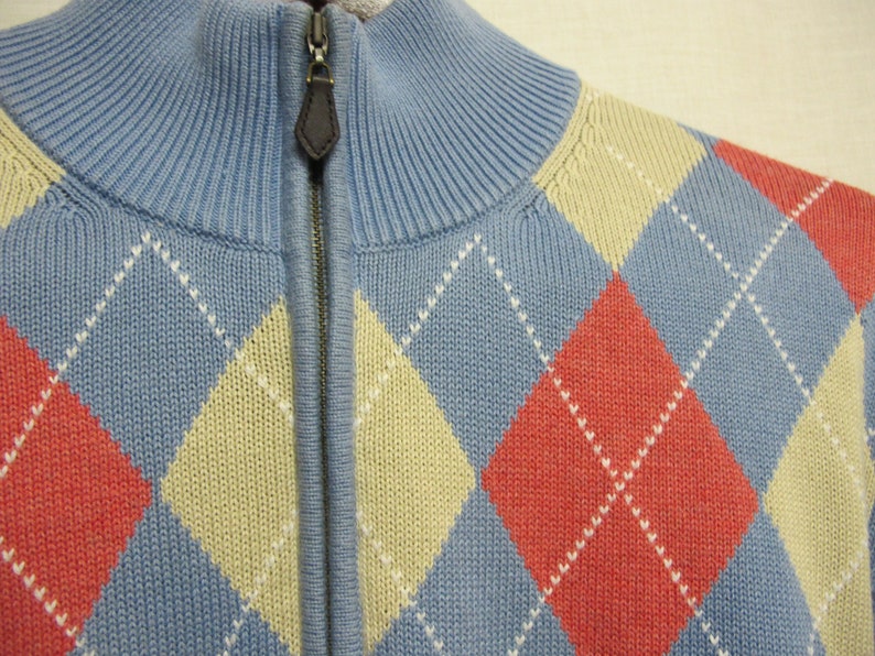 Argyle Pullover Sweater Brooks Brothers Retro Sweater Zipper Pima Cotton image 4