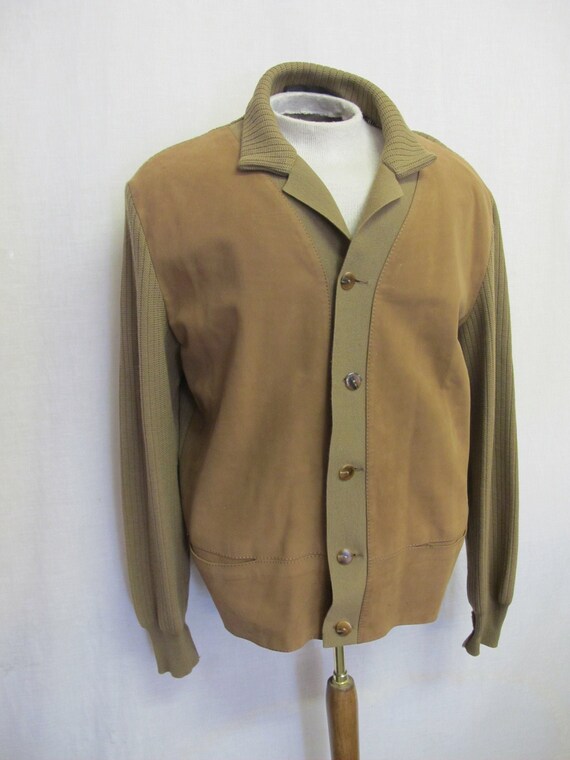Mad Men Suede Cardigan Sweater Rockabilly Sweater