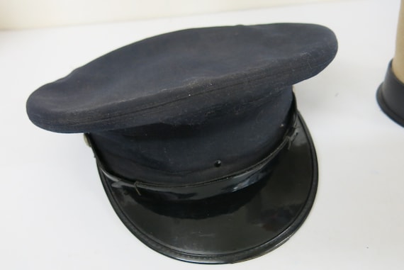 Fireman's Cap Vintage Black Military Policeman's Cap … - Gem