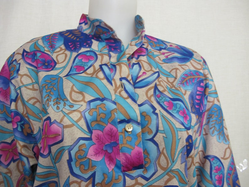 Vera Neumann Blouse Mad Men Blouse Designer Tunic Blouse Size 8