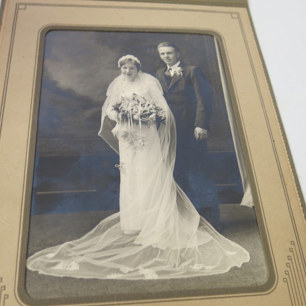 Wedding Photograph Bride and Groom Photograph 1930's Art Deco Photograph