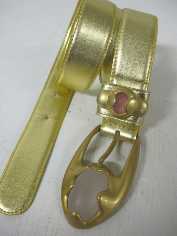 Gold Metallic Designer Belt Calderon 1980's