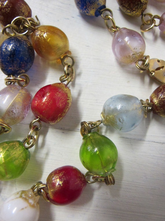 Vintage Italian Glass Bead Necklace Italian Lampw… - image 3