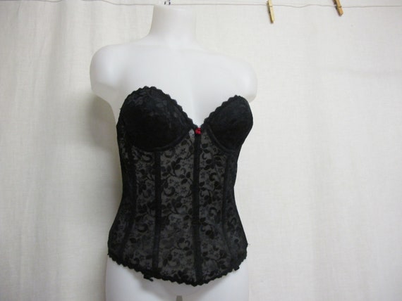 Black Bustier Strapless Bustier Long line Bra Carn