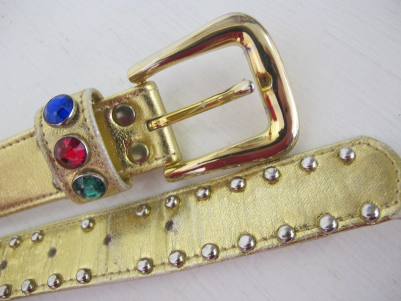 Gold Cowboy Belt Gold Belt 1980 Belt Rhinestone Cowgirl Belt Etsy