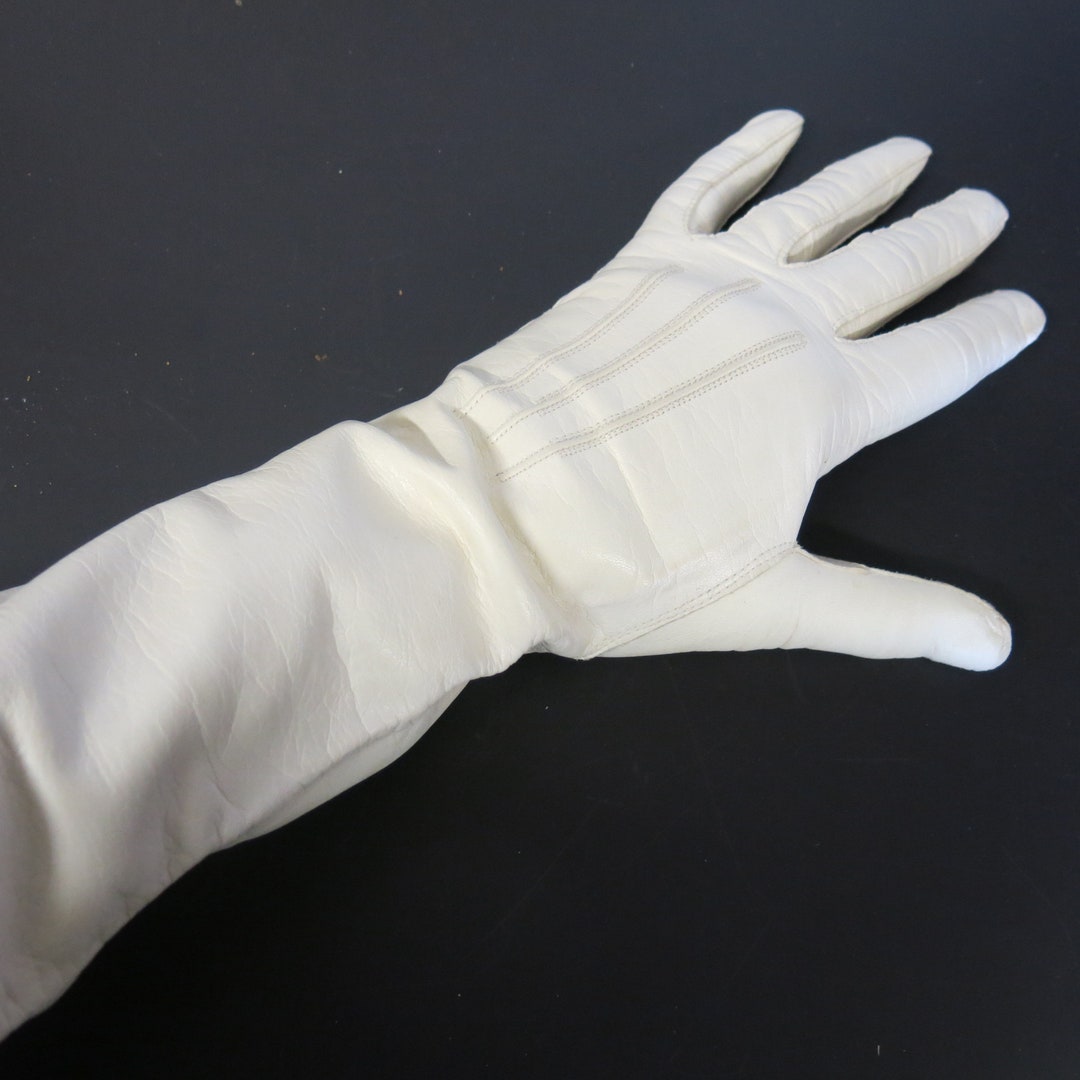 Long White Kid Gloves Aris 7 1/2 Leather Gloves 1940's Etsy