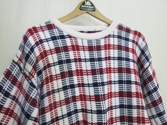 1990 Plaid Cotton Sweater Preppy Sweater Summer S… - image 1