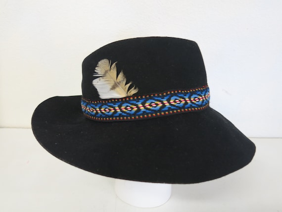 Black Cowboy Hat Slouchy Black Wool Cowboy Hat Ha… - image 3