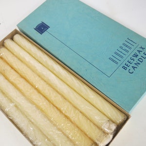 Vintage Beeswax Wax Candles in Box Midcentury BLUEGATE