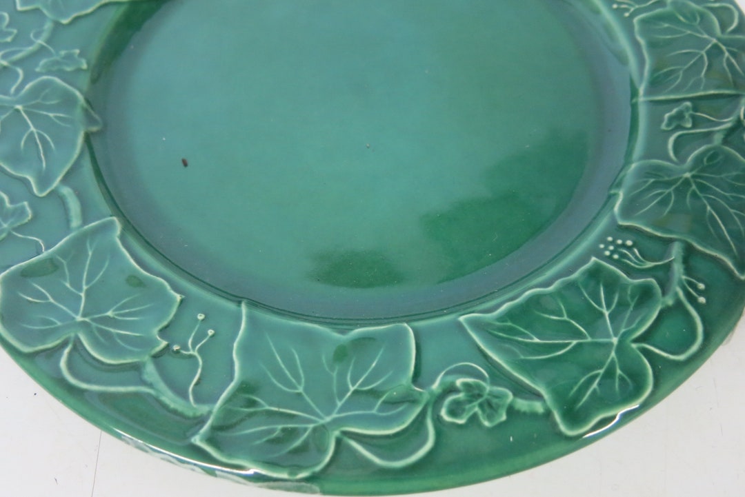 French Pottery Plate VARAGES France Green Leaves Etsy