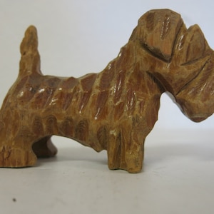 Scottie Dog Figurine Hand Carved Wood Dog