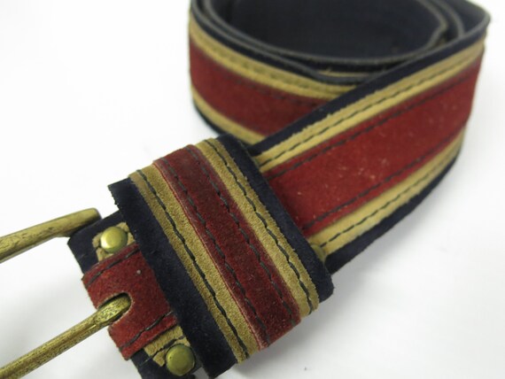 1960 Hippie Wide Suede Belt Brass Buckle Canterbury - Etsy