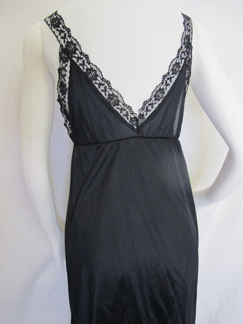 Mad Men Nightgown Black Nylon Nightgown Black Lace Nightgown Etsy