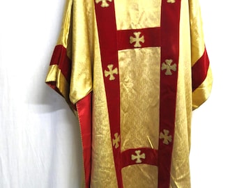Catholic Chasuble PARAMENTIQUE Montreal Gold Red Latin Mass Vestment |Church Priest Robe