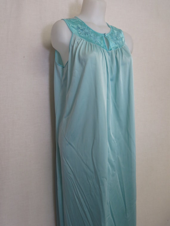 Vintage Nightgown Mad Men Nylon Nightgown Aqua - Gem