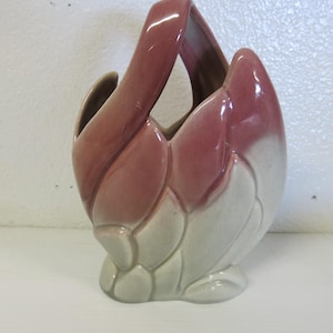 Mid Century Lavender Leaf Pottery Vase: West Coast Art Decor