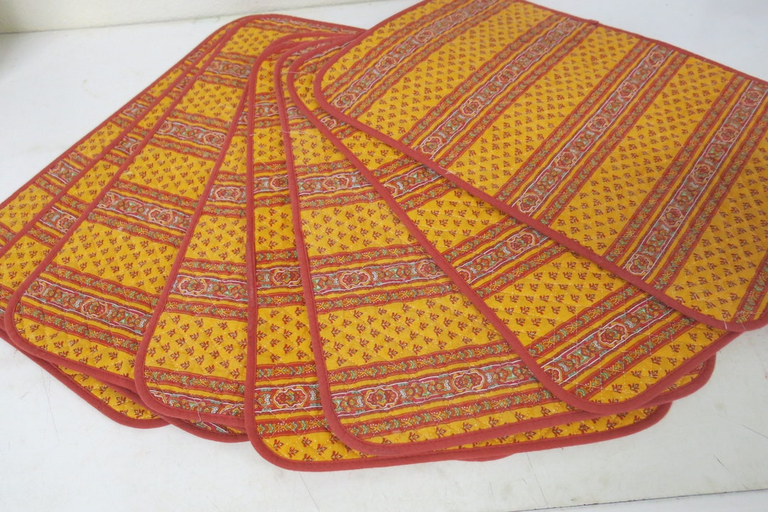 French Placemats Provincial Placemat Cotton Quilted Set of 4 Fall Color