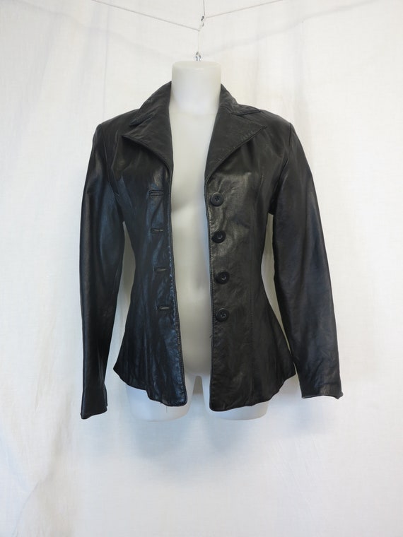 Black Leather Jacket  Black Leather Blazer Wilson… - image 3
