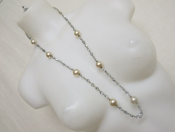 Kenneth Jay Lane Necklace Faux Pearl and Crystal … - image 2