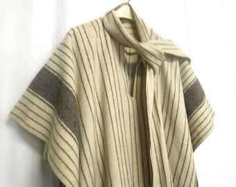 Wool Poncho Cape: Unisex Natural Wool One size