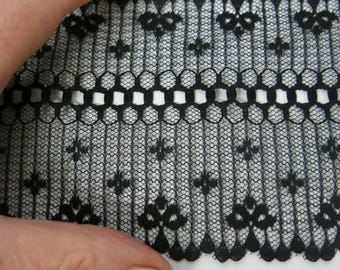 Black Lace Trim Vintage Lace Wide by the yard 3 3/4&quot;